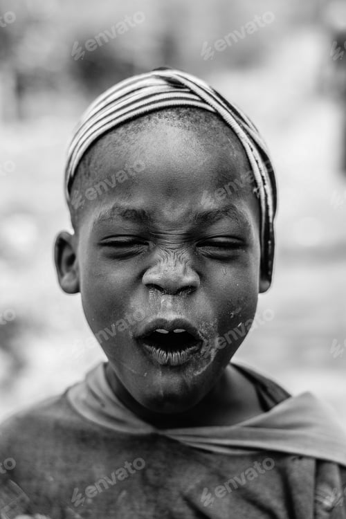 Preview: Black and White of an African boy