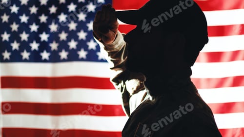 Preview: Soldier with Usa Flag On background