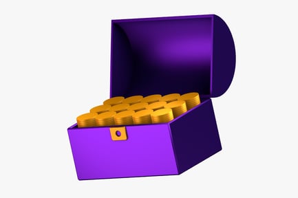 Visualização: Baú de tesouro cheio de moedas douradas Modelo 3D