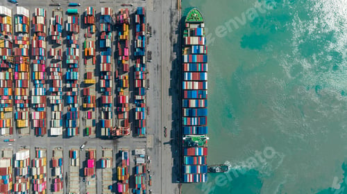 Preview: Aerial view container cargo ship maritime freight shipping by container cargo ship, Global business.