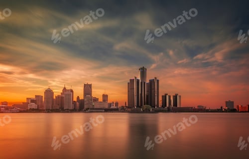 Preview: Sunset in Detroit from Windsor, Ontario