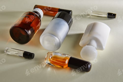 Preview: Variety of blanks for hand cream, perfumery, shower gel, bottles without labels on white background
