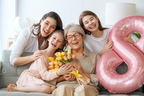 Preview: daughters, mom and granny with flowers