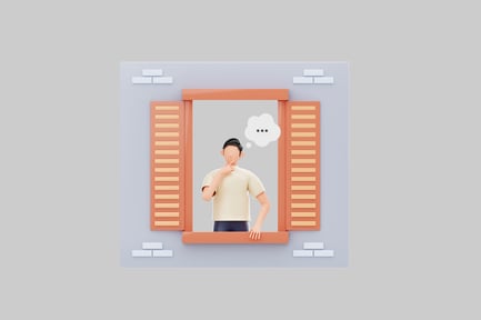 Preview: Contemplative man in window frame