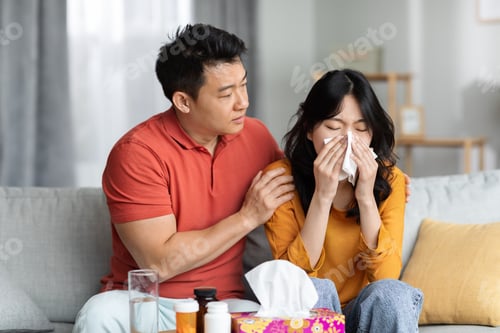 Preview: Loving husband taking care of sick wife at home