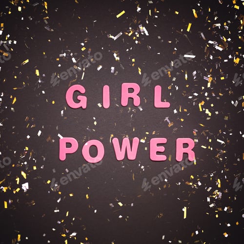 Preview: GIRL POWER writing on black background
