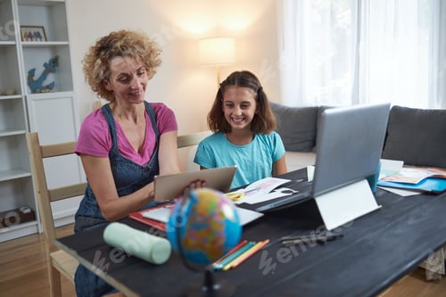 Preview: Child Home Studying Education, Homeschooling, With Private Tutor / Mother In The Time Of Viruses