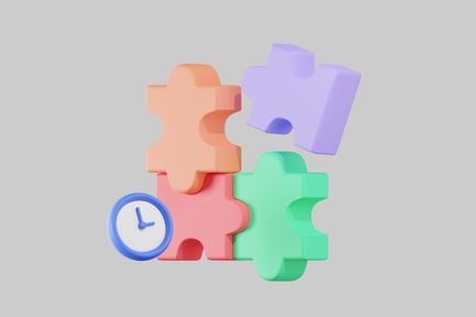 Visualização: Peças do quebra-cabeça com relógio de ponto