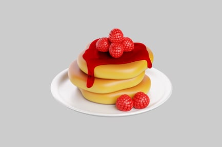 Preview: Pancakes with raspberries and syrup