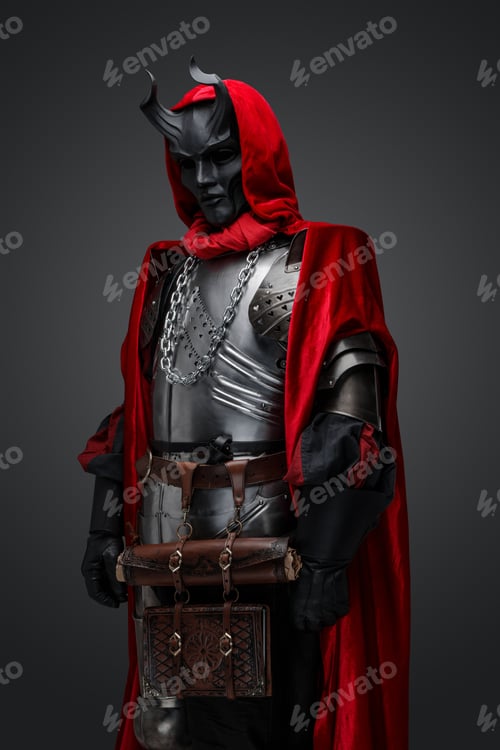 Preview: Evil member of creed with black mask and red cape