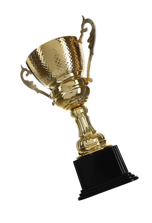 Preview: Shiny gold cup on white background. Winner's trophy