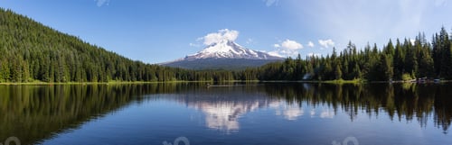 Preview: Landscape View of a Lake with Mt Hood in the background during a sunny summer day