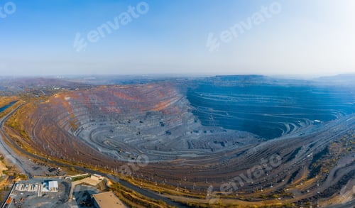 Preview: Aerial view of southern mining factory, mine quarry in Ukraine