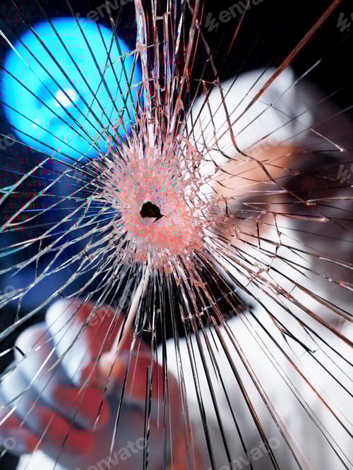 Preview: Forensics officer using swab to collect evidence from broken window