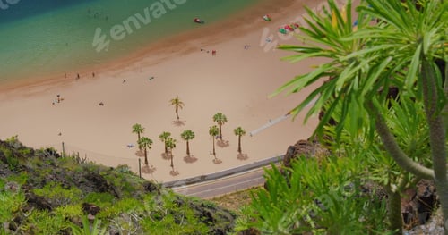 Preview: Best beach in the world. View of the coastline in Tenerife. Ocean waves crashing on the white sand