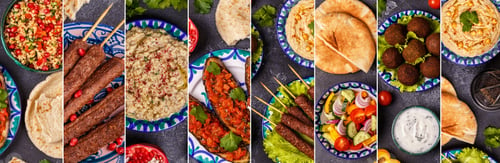 Preview: Collage of traditional middle eastern or arab dish