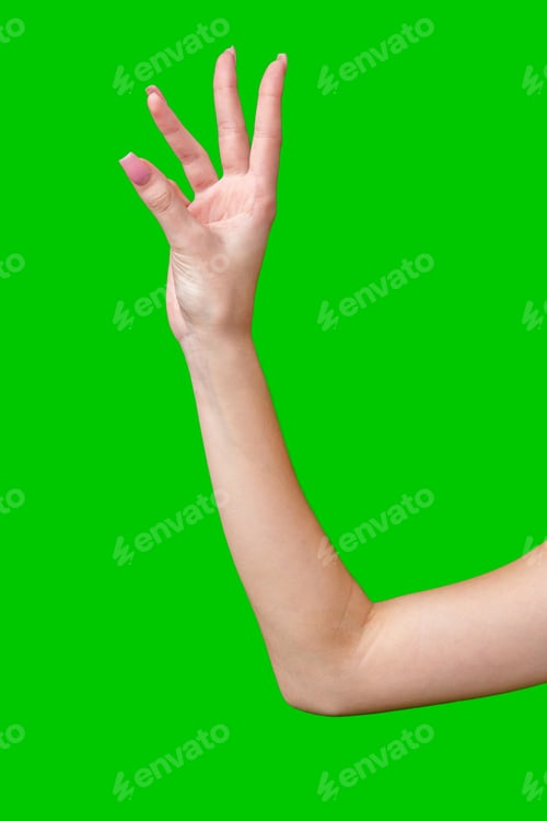 Preview: Female Hand Making Gesture Against Green Screen