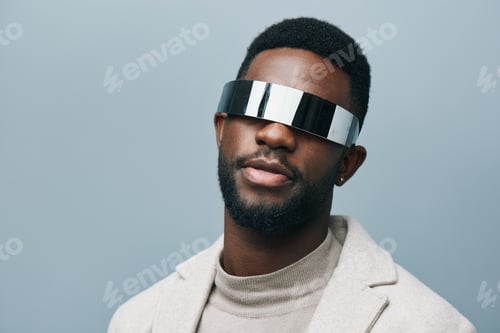 Preview: black man stylish jacket afro portrait model african american fashion style american