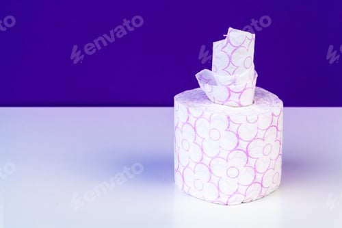 Preview: Roll of toilet paper or tissue on color background