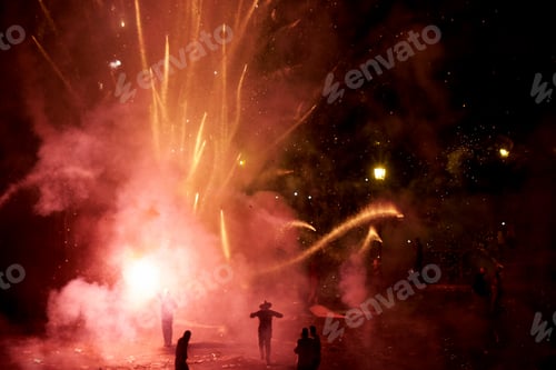 Preview: CUBA - DECEMBER 28, 2018: people participating in Popular firework party in Cuba