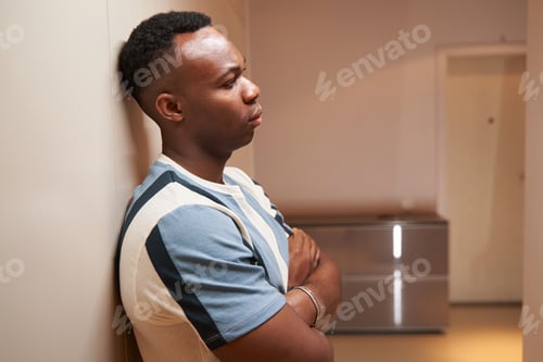 Preview: Multiracial person with folded arms near wall