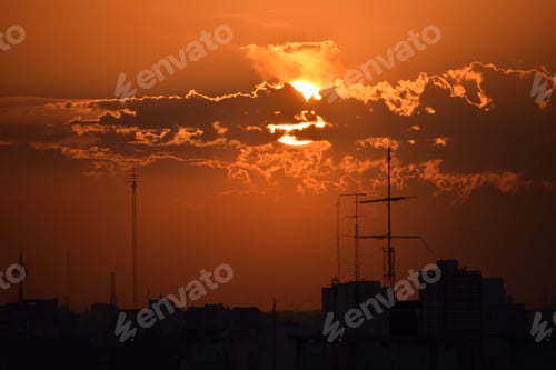 Preview: dramatic sky at sunset in the city of Buenos Aires, Argentina