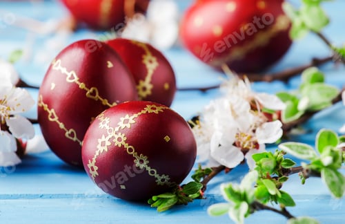 Preview: Red Easter eggs