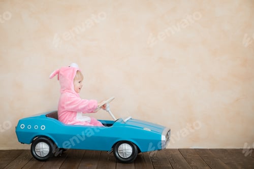 Preview: Funny kid wearing Easter bunny