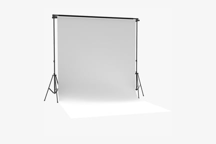 Preview: Studio Backdrop Screen, White Stand with Black Metal Frame