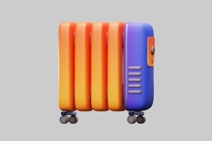 Cute radiator portable heater 3D, Incl. appliance & cartoon - Envato