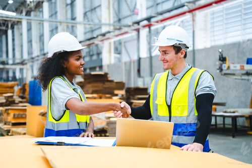 Preview: Professional worker supervisor inspector packaging stock order at factory warehouse