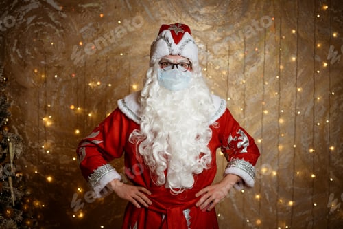 Preview: Santa Claus posing in mask, hand gestures