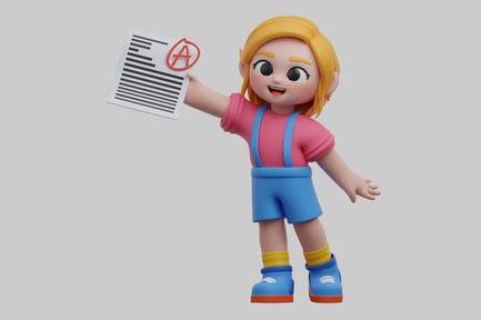 Preview: Girl showing grade a test