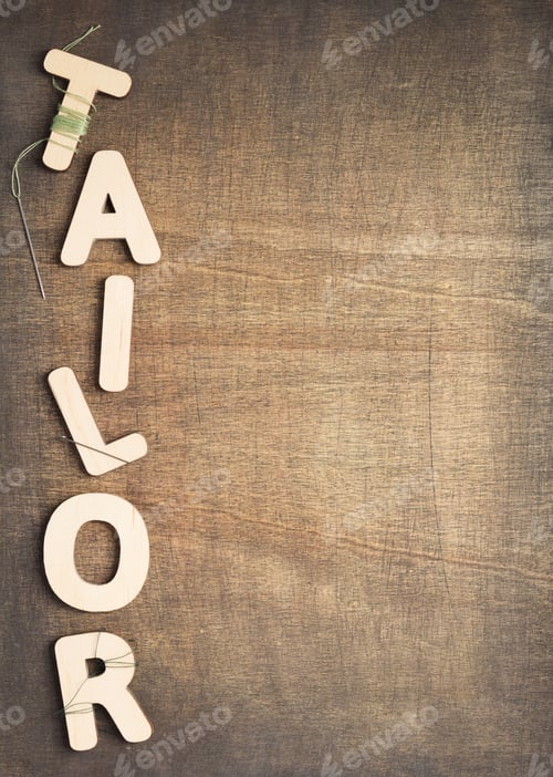 Preview: tailor letters on wooden table