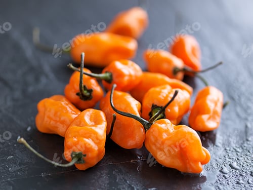 Preview: pile of spicy habanero peppers