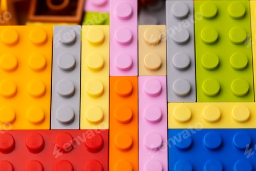 Preview: Details of children's plastic building kit close up