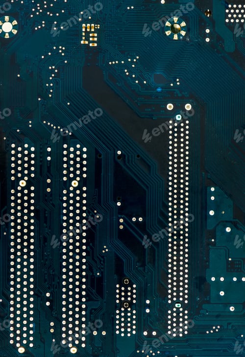 Preview: Closeup view of electronic circuit mainboard
