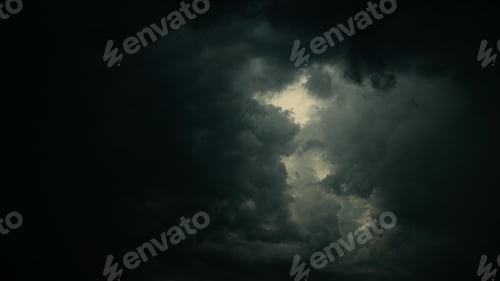 Preview: 4K Time Lapse Timelapse View Blue Cloudy Rainy Sky Before Strong Storm. Transition Into Dark