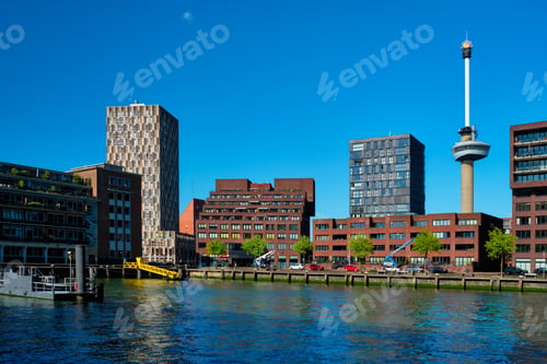 Preview: Rotterdam cityscape with Euromast and Nieuwe Maas river