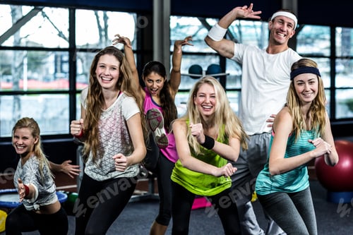 Preview: Funny Group Of Dancer Posing Together In The Gym
