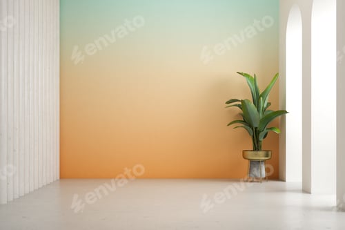Preview: Stylish Interior with Plant and Ombre Wall