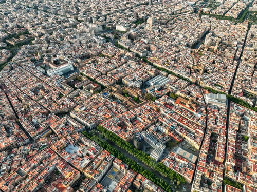 Preview: Historic Barcelona aerial perspective