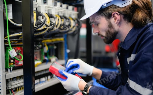 Preview: Professional technician checking and repairing part of automatic machine