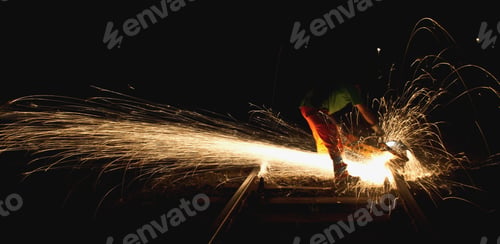 Preview: Anonymous man working with steel