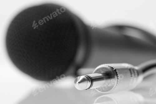 Preview: Cable Plug With Professional Microphone On Background