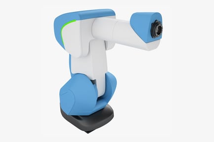 Visualização: Braço robótico industrial genérico - assistente de montagem