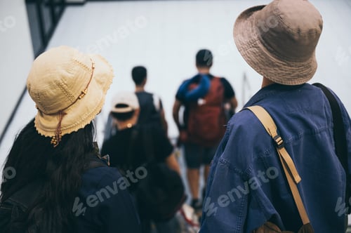 Preview: traveler couple person travel at aerodrome with baggage, journey vacation trip