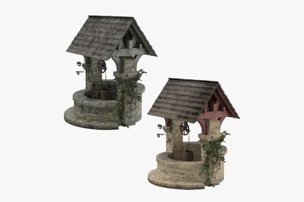 Preview: Rustic Stone Wishing Well - Two Versions