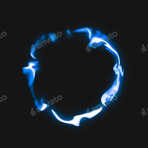 Preview: Flame frame, blue circle shape, realistic burning fire