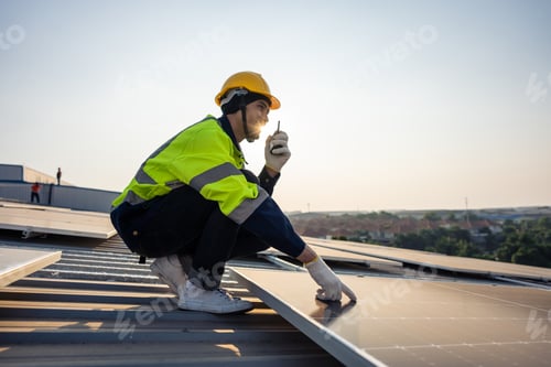Preview: Professional engineer work to maintenance of photovoltaic panel system.